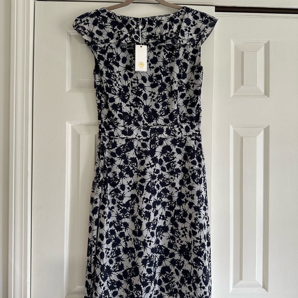 Tory Burch Marian Dress Elegant Black and White Floral Dress